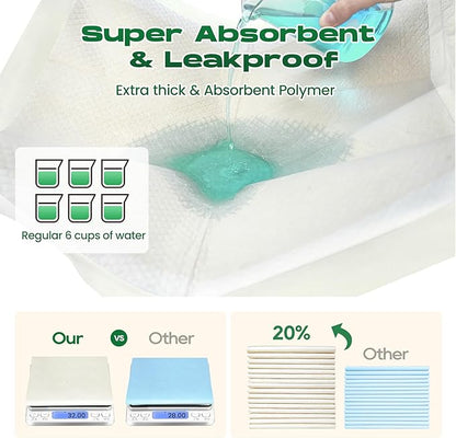 Puppy Pads 100 Count Small 22x22in Bamboo Training Pads Deodorizing Leakproof Quick Drying Dog Pee Pads Super Absorbent Disposable Pee Pads for Dogs Puppies, Doggie, Cats, Rabbits