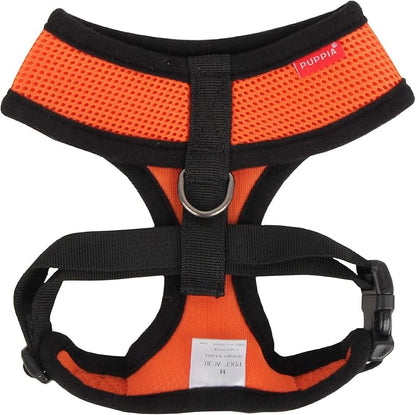 Puppia Soft Dog Harness No Choke Over-The-Head Triple Layered Breathable Mesh Adjustable Chest Belt and Quick-Release Buckle, Orange, Small