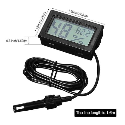 Weewooday Mini Digital Temperature Humidity Meters Gauge with Probe Gauge LCD Fahrenheit Display Thermometer Hygrometer for Incubator Reptile Plant Greenhouse Chicken Coop Garden(Black, 24 Pieces)