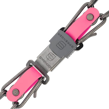 Herm Sprenger Black Stainless Steel Dog Collar with Quick Release ClicLock Buckle O-Ring Biothane Insert Training Collar Made in Germany (Passionfruit Pink, 25in x 4.0mm(Neck Size up to21-22in))