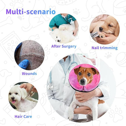 Dog Cone, Y-blue Cone Collar Inflatable Dog Neck Collar Recovery E-Collar Alternative, Cat Donut Collar After Surgery for Dogs and Cats(Rose Purple, S)