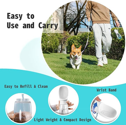 Kalimdor Dog Water Bottle, 19oz Leak Proof Portable Puppy Water Dispenser with Drinking Feeder for Pets Outdoor Walking, Hiking, Travel, BPA Free Food Grade Plastic