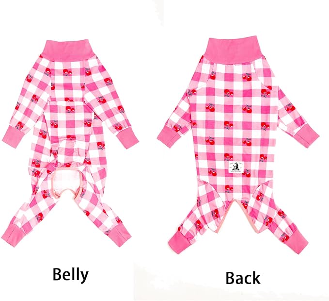 Pink Dog Recovery Suit - Female/Male Onesie, Lightweight, Prevents Shedding & Licking, Medium/Large Dogs