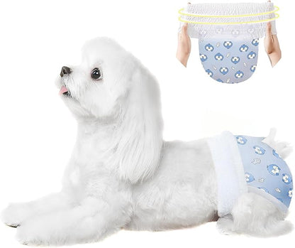 Ambreview Dog Diapers Female, Disposable Pulled Up Dog Diaper with Stretchy Waist, Super Absorbent 360° Leak-Proof Doggie Diapers for Female Puppy Dogs in Heat/Urinary Incontinence (10XS)