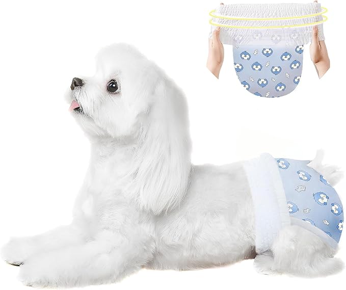 Ambreview Dog Diapers Female, Disposable Pulled Up Dog Diaper with Stretchy Waist, Super Absorbent 360° Leak-Proof Doggie Diapers for Female Puppy Dogs in Heat/Urinary Incontinence (100XL)