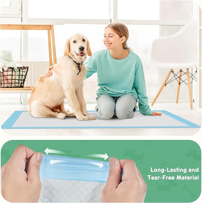 Dog Puppy Pads, Pee Pads for Dogs Potty Training, Ultra-Absorbent 6-Layer Leak-Proof, Quick-Dry Surfac, Regular Size 22"x22" ,100 Count