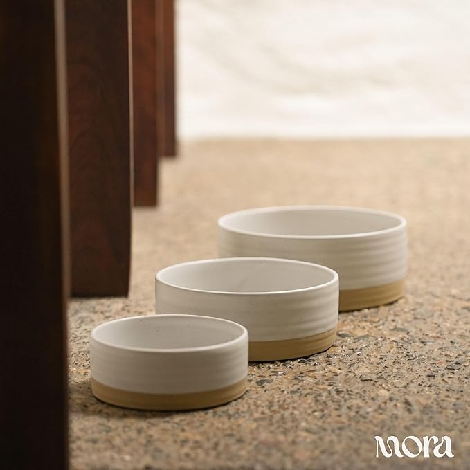 Mora Ceramic Pet Bowl Size Small - Food/Water Dish for Puppy Dogs, Cats, Guinea Pig, Rabbit, Hamster, Snake, ect. 11oz or 2 Cups - Basic Bowls for Your Dog or Cat, Mix and Match for a Set - Oat
