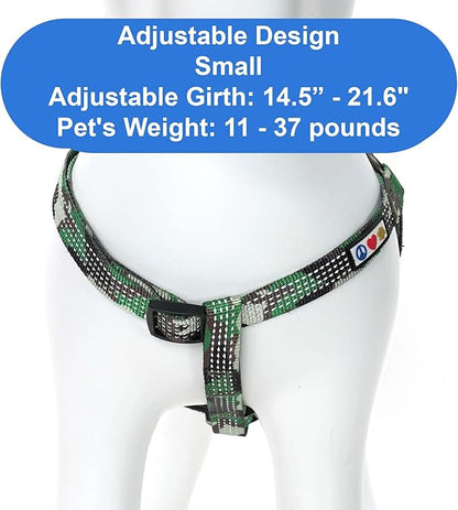Pawtitas Reflective Step-in Dog Harness – Adjustable No-Pull Vest for Puppies to Seniors, Safe & Comfortable, S Camo Green