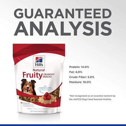 Hill's Natural Fruity Crunchy Snacks,All Life Stages,Great Taste,Dog Treats,Cranberries & Oatmeal,8 oz Bag,(Pack of 2)