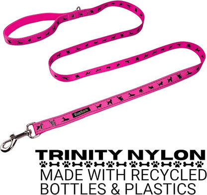 EcoBark Dog Leash - Soft & Reflective Comfort Leashes with Padded Handle - Strong Durable Heavy Duty - Training and Pulling for Small, Medium or Large Dogs (Pink)