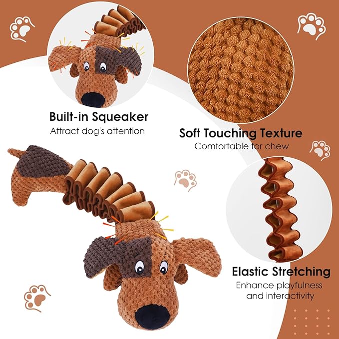 Squeaky Plush Dog Toys for Large Dogs with Squeaky and Crinkle Paper, Tug of War Pet Toys for Dogs, Interactive Pull Puppy Chew Toys for Small, Medium and Large Dogs