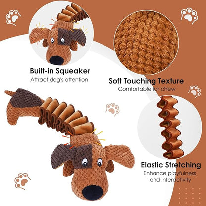 Squeaky Plush Dog Toys for Large Dogs with Squeaky and Crinkle Paper, Tug of War Pet Toys for Dogs, Interactive Pull Puppy Chew Toys for Small, Medium and Large Dogs
