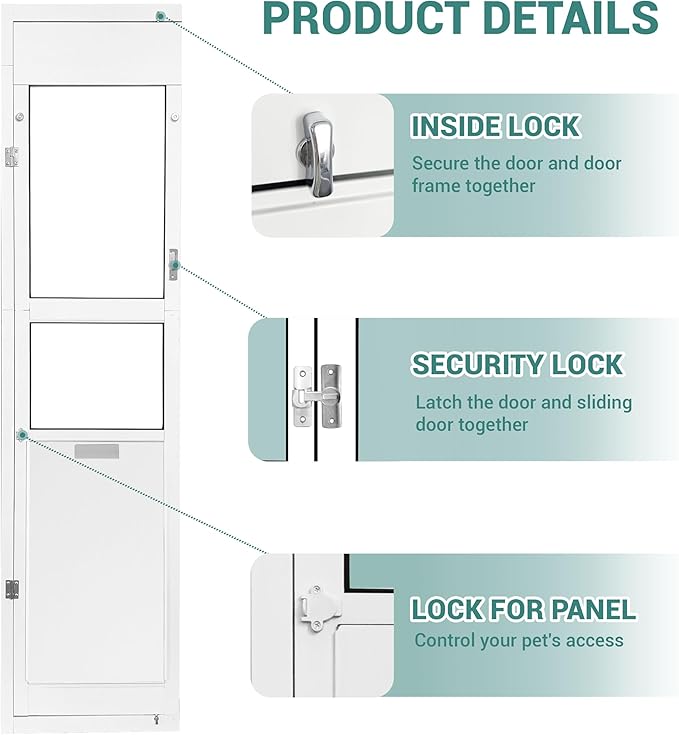 ONLY Left Open & Amount XL Dog Door for Sliding Glass Door - 81 3/4 Inch Doggy Door for Large - Extra Large Sliding Door Dog Door Insert
