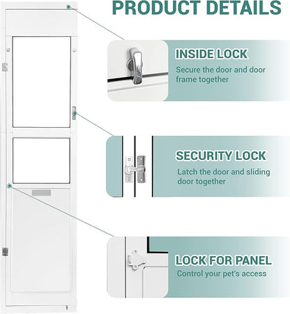 ONLY Left Open & Amount XL Dog Door for Sliding Glass Door - 81 3/4 Inch Doggy Door for Large - Extra Large Sliding Door Dog Door Insert