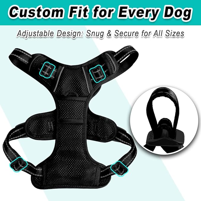 BARKBAY Dog Harness No Pull Mesh for Large Dogs - Adjustable, Reflective, Comfortable, No Choke, Heavy-Duty - Perfect for Outdoor Training, Walking, and Hiking - Strong & Durablee - XL & Black Mesh