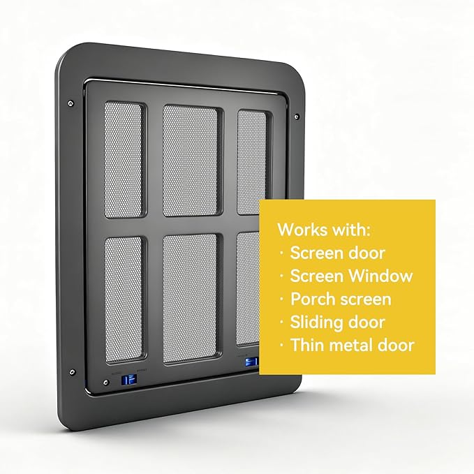 Enjoying Dog Door for Screen Doors, Passage Opening 11.2" x 14.4", Access Freely, Magnetic Swing Flap, Large Pet Door for Sliding Screen Doors, Lockable, Black