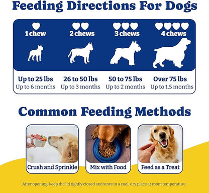 Probiotics for Dogs - Dog Probiotics for Digestive Health, Yeast, Itchy Skin, Gut Health, Immune & Skin - 6 Billion CFUs, 180 Soft Chews, Duck & Pear Flavor - with Prebiotics & Digestive Enzymes
