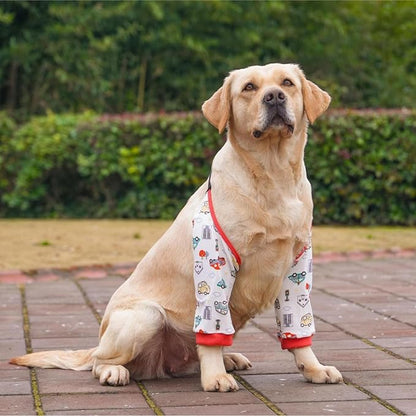 HDKUW Dog Elbow Protector for Calluses, Recovery Suit for Front Legs, Cone Collar Alternative to Stop Licking Wounds, Cover Sleeve for Small Medium Large Dogs - Red Car L