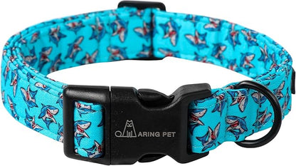 ARING PET Summer Dog Collar, Cute Blue Shark Pet Collars with Quick Release Buckle for Puppy Small Medium Large Boy Girl Dogs-XS