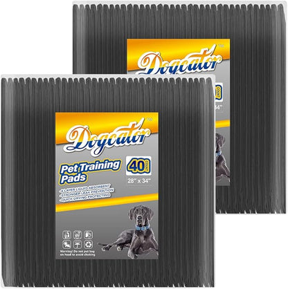 Charcoal Puppy Pads Extra Large, Activated Dog Pee Pads, X-Large Odorless Potty for Dogs 28''x34'', 80 Count XL Disposable Pet Training Housebreaking, Black, 28''x34'' 80ct