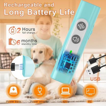 Anti Barking Device for Dogs - Dog Bark Deterrent Devices for Stopping Bad Dog Behavior - Ultrasonic Dog Bark Deterrent, Refuse to Shout and Slap - Best Anti Barking Device Rechargeable（Blue）