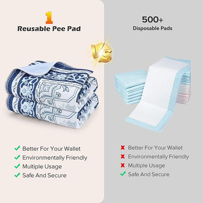 INVENHO 2PACK Washable Pee Pads for Dogs 72"x72" Reusable Dog Pads Extra Large Upgrade Non-Slip Dog Pee Pads Heavy Absorbency Puppy Pee Pads Quick Dry Whelping Pads/Waterproof Puppy Training Pad