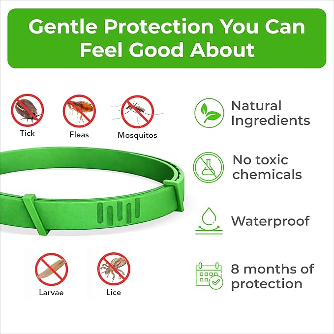 FurLife Flea and Tick Collar for Dogs – Waterproof Red Dog Collar, Pet Supplies for Tick and Flea Prevention for Dogs, Safe for All Breeds