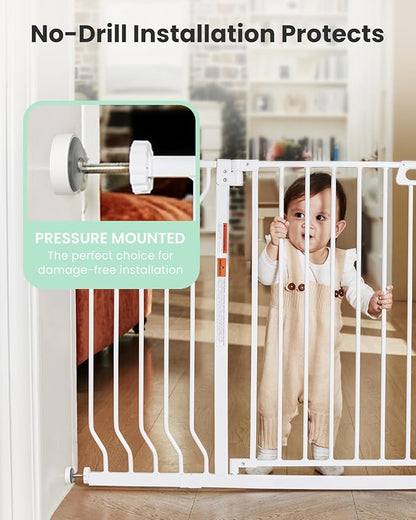 Mom's Choice-GROWNSY Baby Gate for Stairs, 30.5"-43" Pressure Mounted Pet Gate for Doorways-Auto Close Dog Gate for The House-Easy Installation & Walk Thru Wide Safety Gate