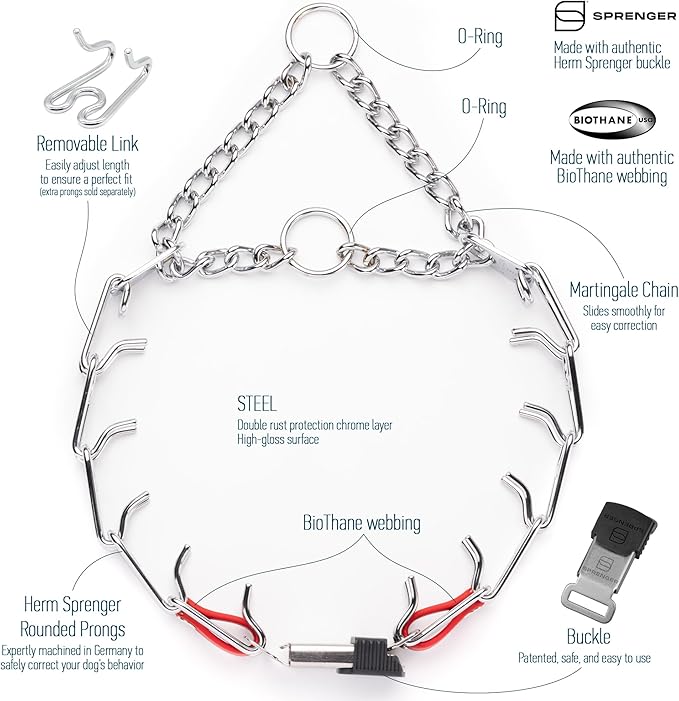 Herm Sprenger Chrome Plated Steel Dog Collar with Quick Release ClicLock Buckle O-Ring Biothane Insert Training Collar Made in Germany (Cherry Red, 22in x 3.0mm(Neck Size up to 18-19in))