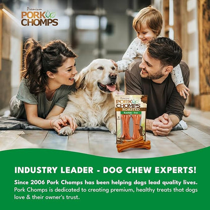 Pork Chomps Roasted Pressed Pork Skin Dog Chews, 4.5-inch Bone, 2 Count