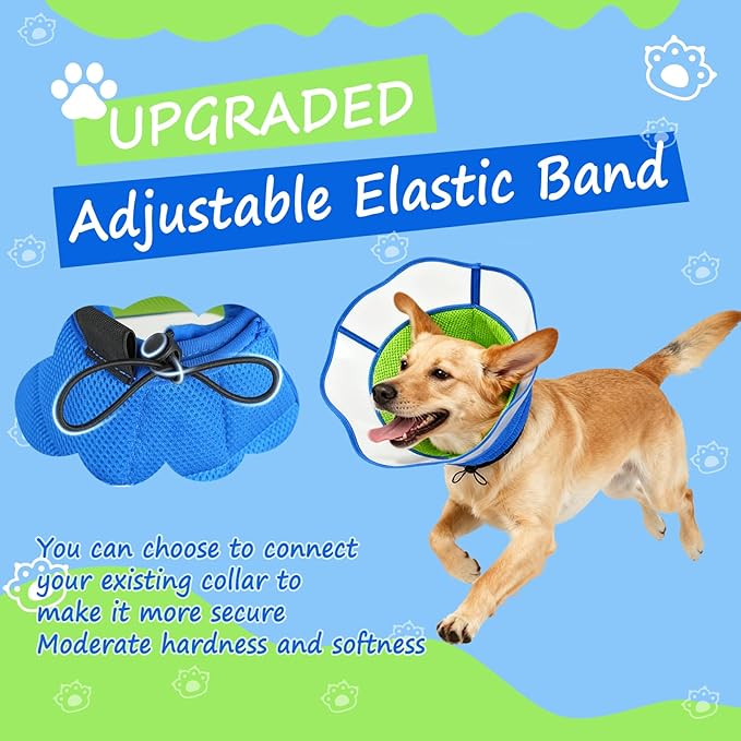Dog Cone,Agemin Recovery Collar Cone (Large(Neck:15-17in),Thickened Farbic Soft and Comfortable Anti-Licking,Suitable for Dog Wound Care,Postoperative Use