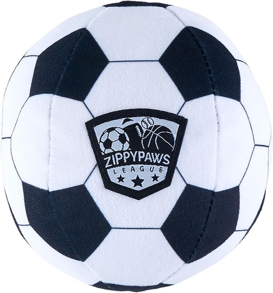 ZippyPaws SportsBallz - Dog Squeaky Toys to Keep Them Busy, Funny Plush for Small, Medium, & Large Dogs, Cute Stuffed Puppy Toy, Pet Products, Gift for All Breeds, Interactive Squeaker - Soccer Ball