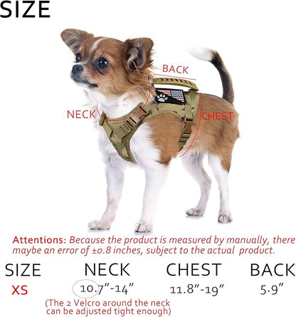 Tactical Dog Harness Tactical Puppy Vest with Rubber Handle K9 Military Adjustable Pet Vest Harness for Outdoor Training XS Dog Harness (Camouflage Harness)