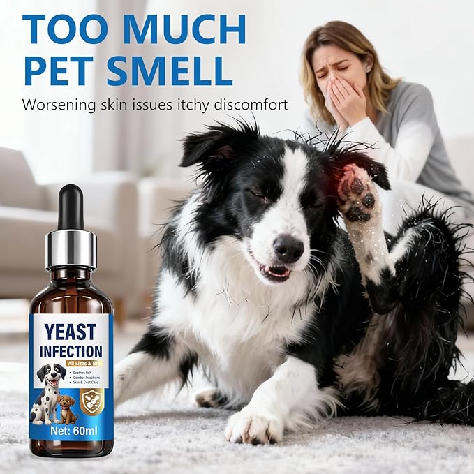 Yeast Infection Treatment for Dogs Support - Natural Dog Yeast Infection Treatment Drops with Probiotics & Vitamins - Relieves Itchy Skin, Paw Licking & Ear Irritation - Immune & Gut Health Supplement