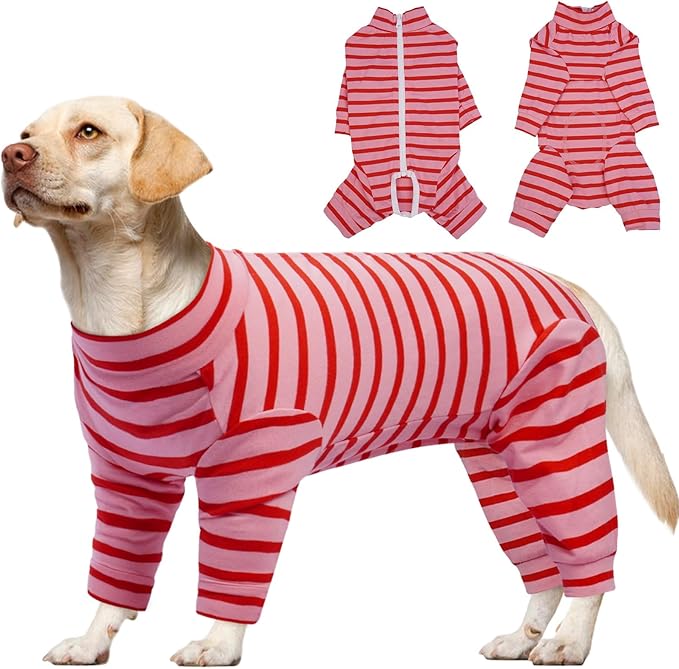 Kuoser Recovery Suit for Large Dogs After Surgery, Long Sleeve Dog Surgery Recovery Suit, Dog Onesie for Abdominal Wounds Skin Disease, Red XL