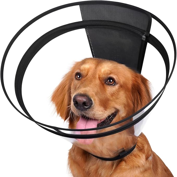Dog Cone, Transparent Recovery Collar for Giant Breeds, E Collar After Surgery to Stop Licking, Depth Adjustable Soft Cone Not Block Vision Patented (XXL)