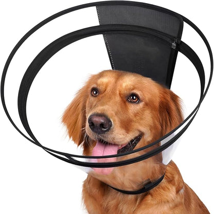 Dog Cone, Transparent Recovery Collar for Giant Breeds, E Collar After Surgery to Stop Licking, Depth Adjustable Soft Cone Not Block Vision Patented (XXL)