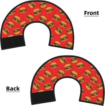 Lightweight Recovery Elizabethan Collar for Cats, Puppies, and Dogs, Adjustable Pet Cone for Small Dogs, Burger Hamburger Pattern Red