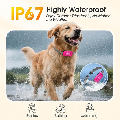Dog Bark Collar for Large Medium Small Dogs, Effective No-Bark Collar, Smart Barking Collar, Rechargeable Bark Collar with 7 Sensitivity, 3 Modes, Waterproof, Peach Pink