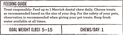 Merrick Fresh Kisses Natural Dental Chews Toothbrush Treat Shape Infused with Real Mint for Tiny Dogs 5-15 Lbs - 33 ct. Bag (Pack of 2)