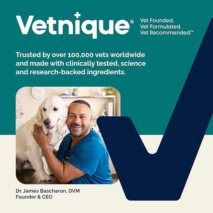 Vetnique DermaBliss Dog Allergy Chews for Seasonal Allergy Itch Relief, Skin & Gut Health with Probiotics and Omega 3 Blend - Advanced or Regular Strength (60ct, Regular Strength Chews)