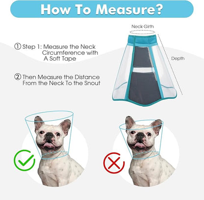 Allroaring Dog Cone, Adjustable Cones for Small Dogs, Soft Dog Cone Collar to Stop Licking, Comfy Pet Recovery Collars & Cones Alternative for After Surgery Wound Healing, Bluegreen S