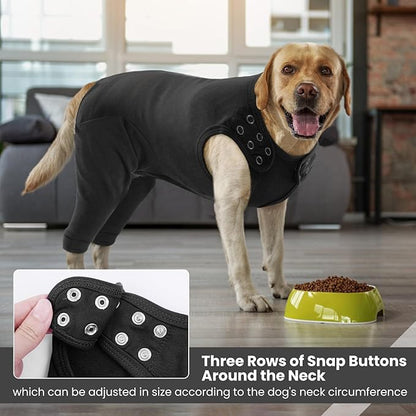 IDOMIK Dog Recovery Suit,Thigh Wound Protective Sleeve for Dogs,Anti Licking Dog Rear Leg Sleeve,Male Female Dog Surgical Clothes,Dog Surgical Suit with Pants Cover,Cone Collar Alternative,Black,XL