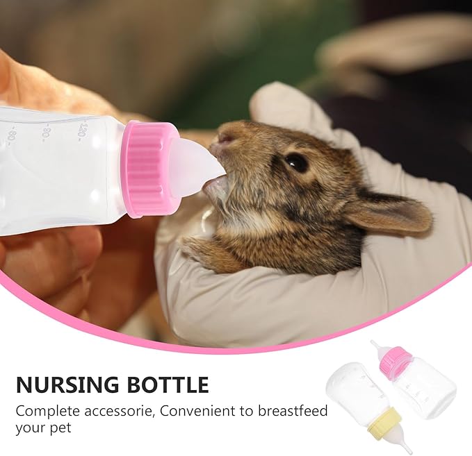 COHEALI 2Pcs Pet Nursing Bottles for Kittens and Puppies Soft Plastic Feeding Bottles with Easy Squeeze Design Safe and Reusable Milk Feeders for Newborn Pets Yellow Pink