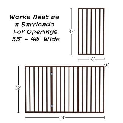 Indoor Pet Gate - 3-Panel Folding Dog Gate for Stairs or Doorways - 54x32-Inch Tall Freestanding Pet Fence for Cats and Dogs by PETMAKER (Brown)