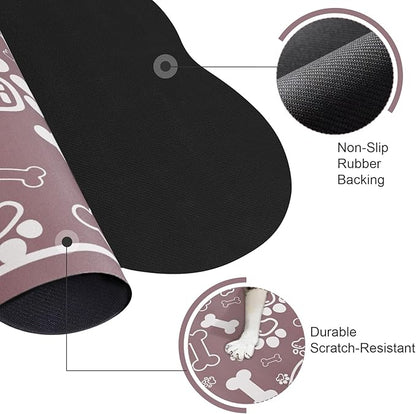 Dog Cat Mat for Food and Water,Rapid Absorbent Pet Feeding Mat, Bone Shaped Dog Placemat Bowl Mat with Rubber Backing,No Stains Pet Food Mats Indoor, Pet Accessories Supplies,Brown 23"×36"