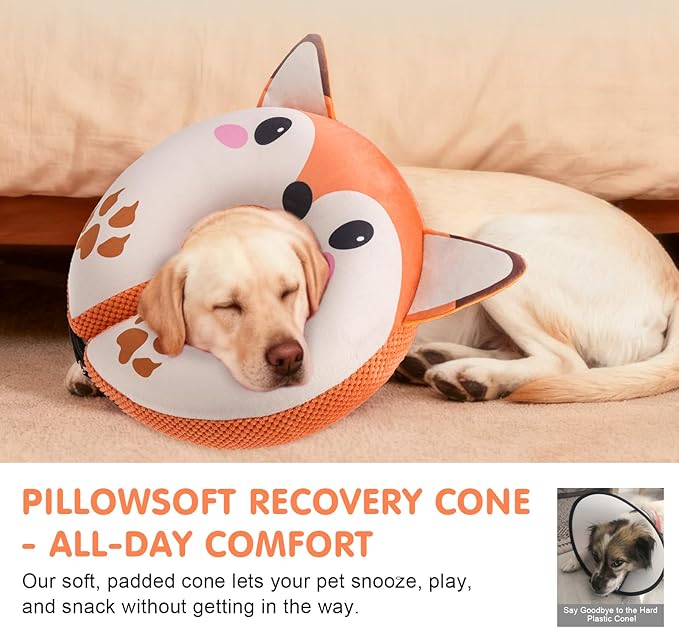 BEAUTYZOO Inflatable Dog Cone Collar Alternative After Surgery, Soft Donut Recovery E-Collar for Large & XL Dogs Girls Boys, Adjustable Pet Neck Cone to Stop Licking Wounds, XL