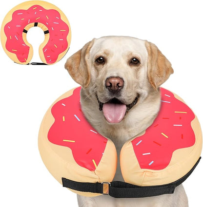 MIDOG Soft Inflatable Dog Cone, Donut E-Collar Alternative for After Surgery, Prevents Licking, Allowing Normal Eating & Vision, Comfortable Recovery Collar for Small Medium Large Dogs & Cats, Pink-XL