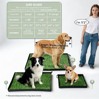 HQ4US 4LEGS Dog Grass Pad with Foldable Dog Litter Box, Large Liner Base (33”×23”) for Balcony, 2 Artficial Grass Pee Pads for Dogs, Pee Pad Holder, Potty Training