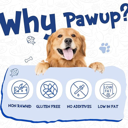 PAWUP Cod Skin Rolls Dog Treats Natural High Omega 3 Dog Snacks, Single Ingredient Cod Skin Chews for Small Dogs w/Taurine, 8 oz (30-35 Count)